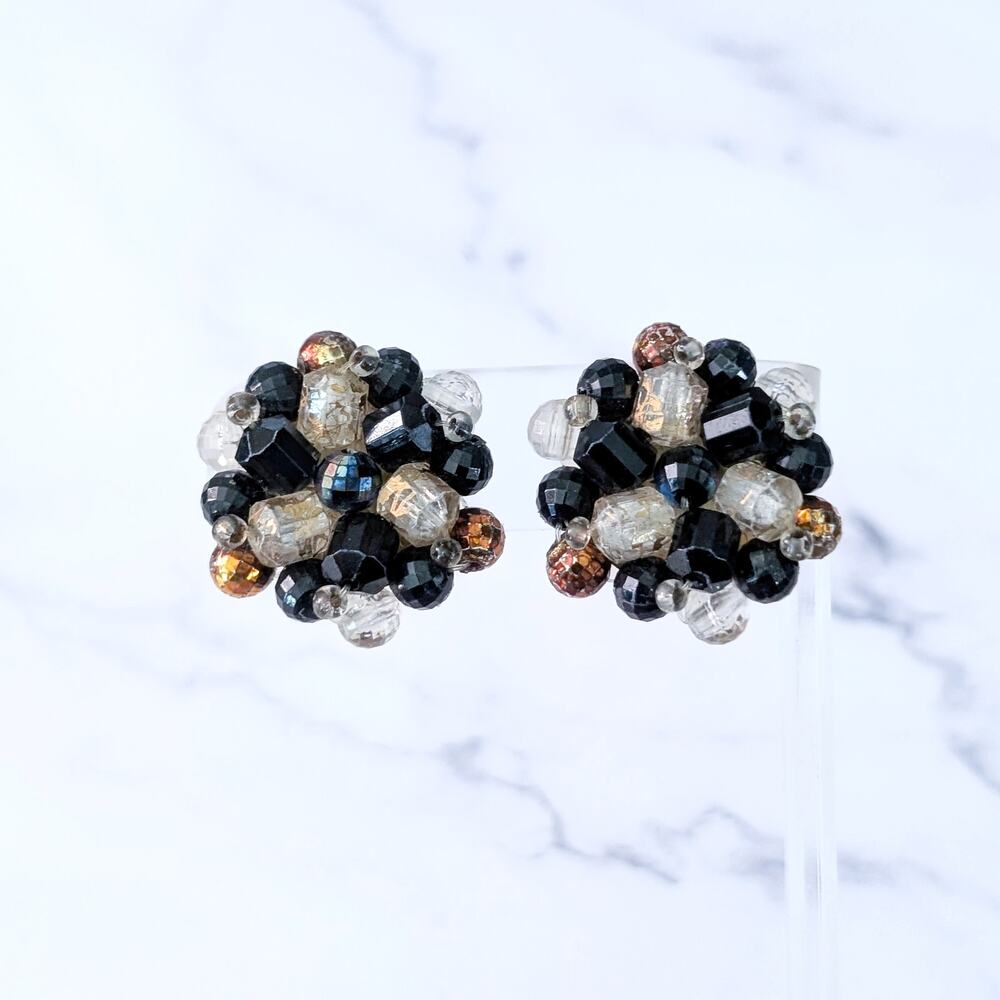 Vintage Clip On Earrings Large & Unusual Statement Cluster 1"